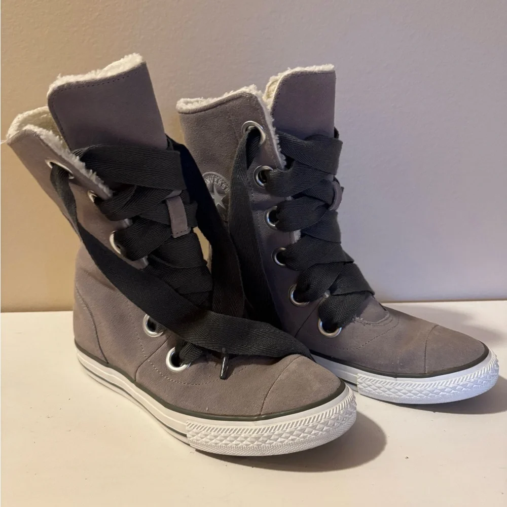Converse Chuck Taylors All Star Women's Suede Gray High-Top Sneakers with Fleece